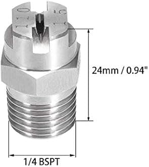 N/A Flat Jet Spray Nozzle 304 Stainless Steel 1/4BSPT Male Thread 110 Degree 2.4mm 2pcs