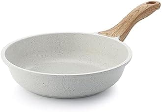 SENSARTE Frying Pan, 7.9 inches (20 cm), Ceramic Coating, Induction Compatible, Gas Fire, Non-Stick, Non-Stick, White, High Heat Efficiency