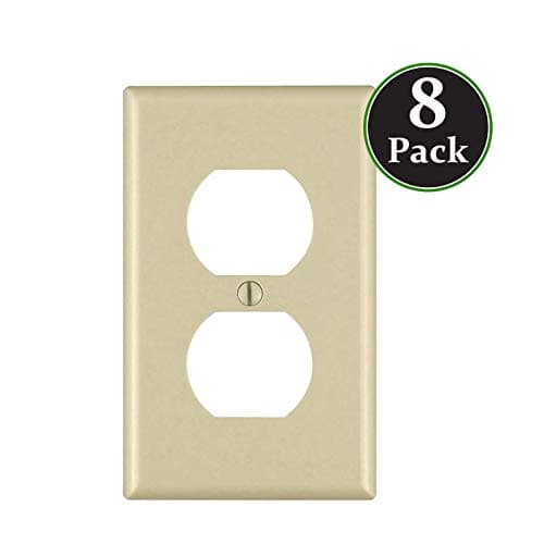 Duplex 1-Gang Device Receptacle Wallplate,Standard Size,Mount,Wall Plates Kit, Home Electrical Outlet Cover, Unbreakable Material, Pack Dual Port Replacement Faceplates Covers Ivory Plastic One (8)