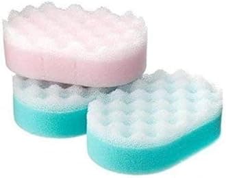 12 x Bath Sponge for Adults - Exfoliating Body Shower Scrubber for Men Women Kids Children - One Smooth Side - One Rough Side to Exfoliate (12)