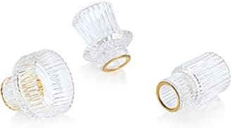 Taper Glass Candlestick Holders Tealight Candle Holders for Table Centerpieces, Wedding Decor and Dinner Party (6 Pcs, Gold Rim Clear)