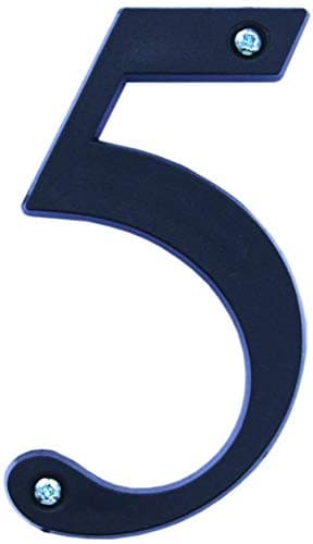 Black Eco Recycled Door Number, Plastic, Black, 5