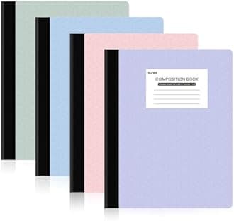 SUNEE Composition Notebooks (4 Pack) - College Ruled Paper, Composition Book, 9 3/4" x 7 1/2", 80 Sheets/160 Pages, Assorted Colors, School, College & Office Supplies