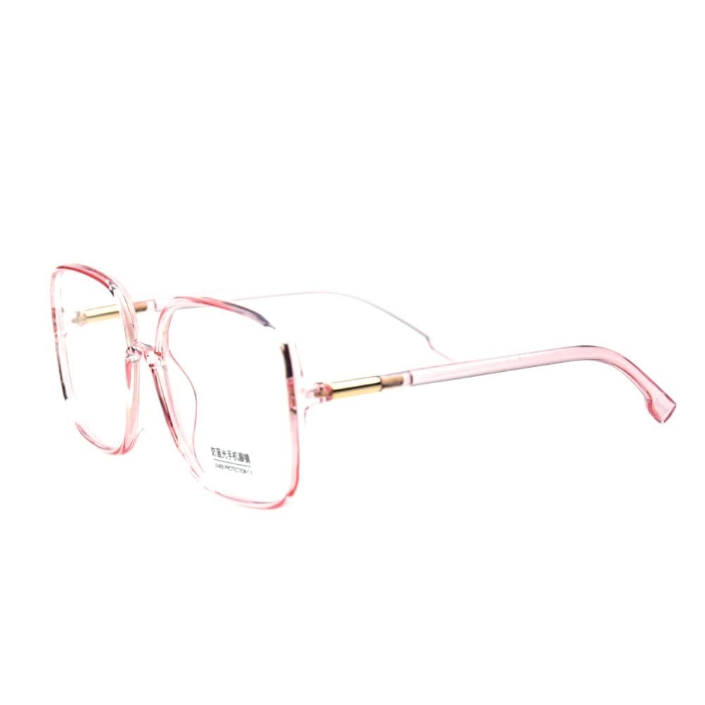 Shiratori Woman's New Retro Blue Light Blocking Glasses Big frame Nerd Eyeglasses Frame Anti Blue Ray Computer Game Glasses Pink