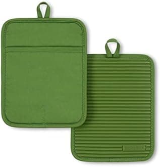 KitchenAid Ribbed Soft Silicone Pot Holder 2-Pack Set, Matcha, 7"x9"