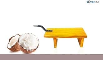 MEXZA™ Wooden Traditional Stool Type Coconut Scraper Chirava Grater Thengai Thuruvi