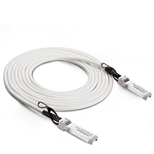 [White] Colored 10G SFP+ DAC Cable - Twinax SFP Cable for Cisco SFP-H10GB-CU5M, Ubiquiti UniFi, D-Link, Supermicro, Netgear, Mikrotik, Fortinet, 5-Meter(16.4ft)
