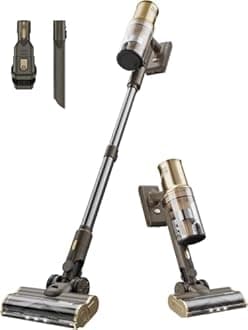 momax Vacuum Cleaner for Home - Cordless Upright Vacuum Cleaner with Powerful Suction, Rechargeable, Lightweight, 50 Mins Runtime for Carpet, Hard Floors, Pet Hair, Dog Hair, Cat Litter Gold & Black