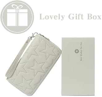 GOIACII Women's Wallet Large Capacity Double Zip Around Ladies Wallet with RFID Blocking Phone Wristlet Purse Star