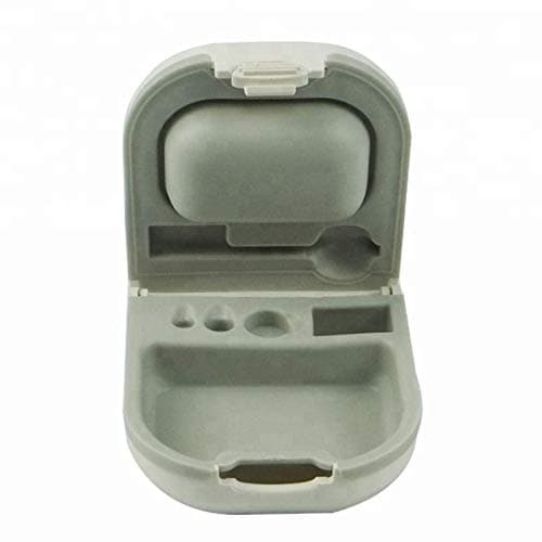 Hearing Aid Case with Battery Storage Slot Hard Small 0.59"*2.44"*1.57",Silicone Cushion, for ITE, BTE Hearing Aids (White)