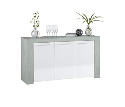 White Gloss and Grey Sideboard Dining Storage Unit