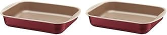 Tramontina Brasil 28cm 3.3L Red Aluminum Deep Roasting Pan with Interior and Exterior Starflon Max PFOA Free Nonstick Coating (Pack of 2)