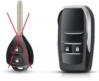 ABUNDANCE 2 Button flip Remote Shell Compatible for Toyota FORTUNER, INNOVA, ETIOS, ETIOS Liva , Camry, Corolla etc (Key Cutting Required)