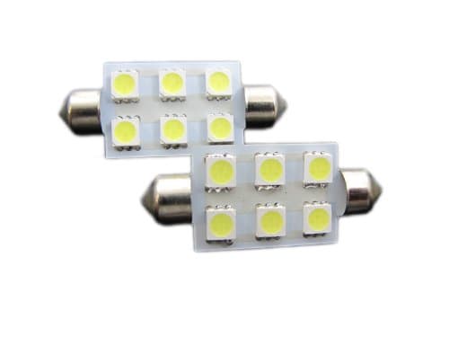 JLC - 2 Pieces DE4410 211-2 212-2 214-2 D42-D44 8-SMD 5050 LED Chip Festoon 42mm to 44mm Bulbs - Brilliant RED