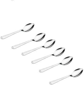 Crystal Stainless Steel Tea Spoon Set Set of 6 Silver