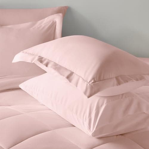 CozyLux Twin Comforter Set 5 Pieces Bed in a Bag - All Season Pink Bedding Set With Comforter, Pillow Shams, Flat Sheet, Fitted Sheet and Pillowcases