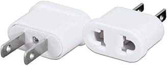 US Plug Adapter, European to USA Outlet Plug, 2 Prong American Wall Plug, Small EU to US Travel Adapter, Europe/Asia to USA/Canada Travel Power Plug Adapter, 2 Pack