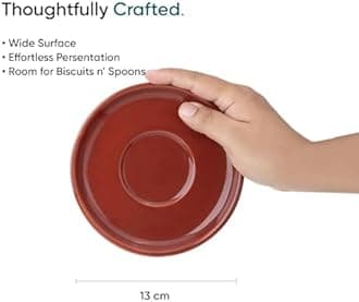 Shay Large Ceramic Coffee Cup Saucer Set, Burgundy, 320ml | Cappuccino Cup | Glossy Finish | Premium Porcelain | Microwave Safe (XL Cup Saucer - Burgundy)