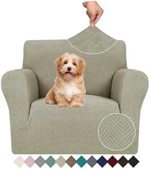 JIVINER Stretch Armchair Slipcovers, 1 Piece Chair Sofa Covers 1 Seater Couch Covers with Elastic Bottom for Kids, Pets (Khaki, Chair)