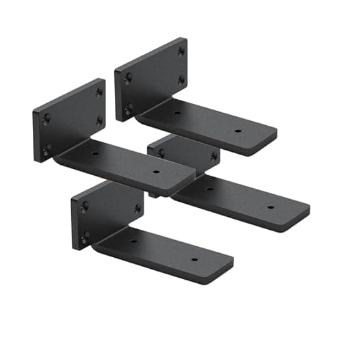 4 Pack Shelf Brackets 4 Inch Floating Shelf Bracket 1/5 inch Thick Heavy Duty Hidden Shelf Brackets Iron Metal Brackets for Shelf Support with Screw Included