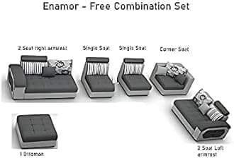 U-Shape Sectional Sofa Set for Living Room | 10-Seater Large Fabric Sofa with Tea Table & 4 Puffy | Spacious Seating Capacity 14 Persons | Premium Comfort | Pre-Assembled