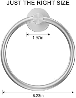 SetSail Towel Holder for Bathroom Wall Silver Towel Ring Stainless Steel Hand Towel Holder 4 Packs Towel Hanger for Bathroom, Kitchen Drill Hole