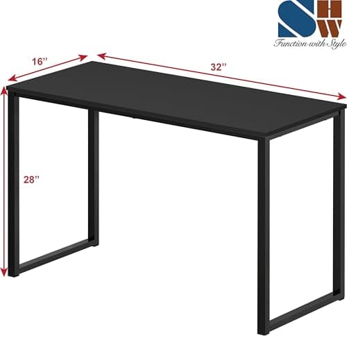 SHW Mission 32-Inch Home Office Computer Desk, Black