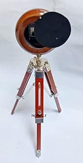 NORVILLE® Wooden and Brass Antique Metal Tripod Floor Clock with Stand (18 Inches)