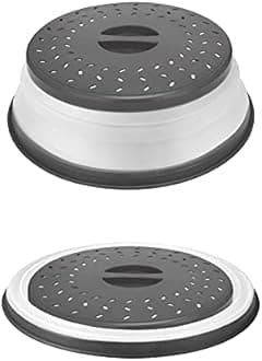 Collapsible Microwave Cover for Food Microwave Splatter Cover Dishwasher Safe,BPA Free,10.5 inch,Gray