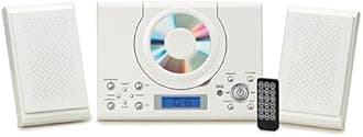 CD Player with Speakers - HiFi System for Home with Radio, USB, MP3, Clock Alarm & Remote - Compact Stereo System with Wall Mount Design - Small CD Players for Home - GTMC-101