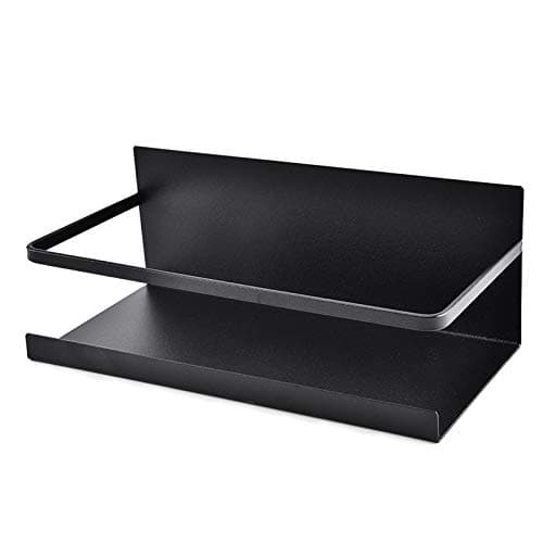Magnetic Storage Shelf Refrigerator Spice Rack Kitchen Organizer Single Tier Magnetic Fridge Spice Storage Rack, Black