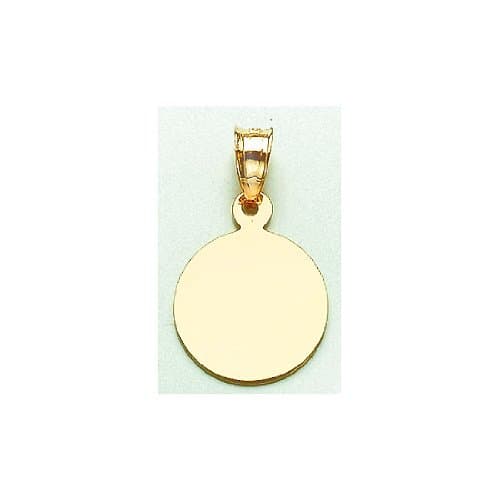 14k Yellow Gold Engravable Charm Pendant, Extra Small Round Disc 14.5mm Diameter, High Polish