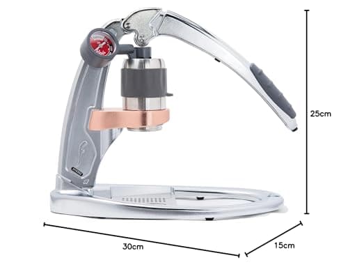 Flair Espresso Maker PRO 2 (Chrome) - An all manual lever espresso maker with stainless steel brew head and pressure gauge