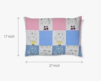 Filymore Cat Single bedsheet for Girls Kid bedsheet for Small Size Bed 240 TC Microfiber Soft Cartoon bedcover for Kids Room (90x60 Inches)(Yellow and Blue)