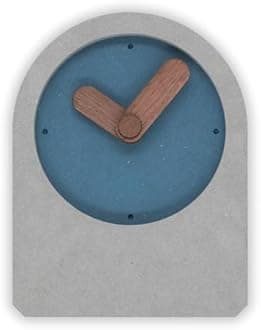 COMMA Haze | Desk & Shelf Analog Clock | Size (13cm X 10cm) (5.11inch X 3.93) | Wooden Finish Table Clock | Battery Operated | Composite Material - Blue