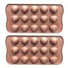 Chitranshi Silicone Chocolate Mould Shell Shape, Jelly Candy Mould, Cake Baking Mould, 15 Piece of Cavity Bakeware Mould (Pack of 2)