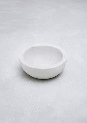 INA KI Natural Marble Multi Purpose Bowl | Herb Bowl | Salt and Pepper | Shaving Bowl (White Marble)