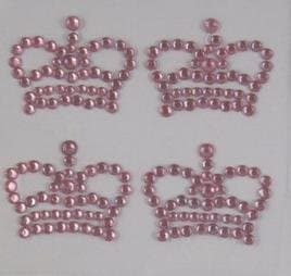 3sheets Rhinestone Crystal Crown Single Sheet Design Sticker (Pink)