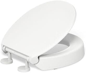 Hyten Elevated Quiet-Close Round-Front Toilet Seat, White