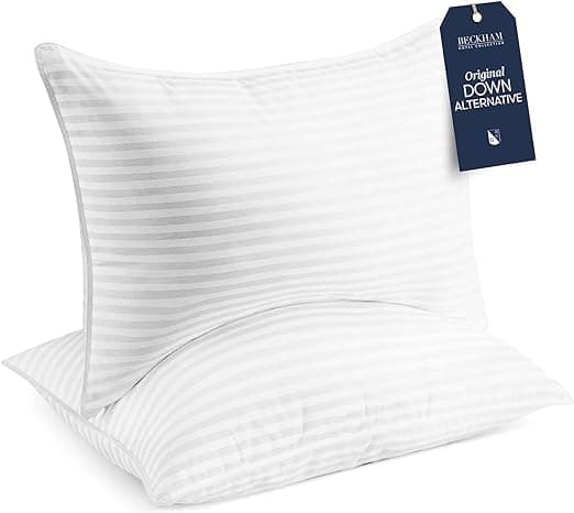 Standard Size Memory Foam Bed Pillows Set of 2- Cooling Shredded Foam Polyester Pillow for Back, Stomach or Side Sleepers - 27x17 Inches Sleeping Pillow Set (White)
