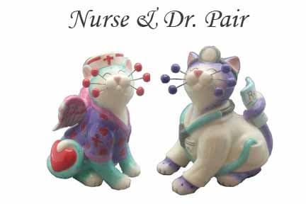 WhimsiClay Nurse and Doctor cat Pair