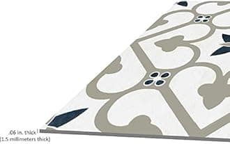 Retro Self Adhesive 12-Inch Vinyl Floor Tiles, 20 Tiles - 12" x 12", Clover Pattern - Peel & Stick, DIY Flooring for Kitchen, Dining Room, Bedrooms & Bathrooms by Achim Home Decor, Blue/Grey