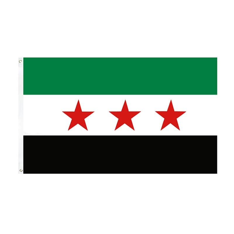Syria Flag Polyester Syrian Arab Republic Three Star Flag Vivid Color Syrian Outdoor Banner for Festival Party Decor (90x150cm)