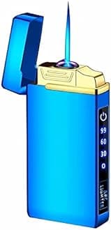 Windproof Dual Arc Electric Lighter, Jet Flame Torch Butane Lighter with LED Flashlight 3 in 1 USB Rechargeable with Battery Indicator, Good for Cigarette Cigar Candle