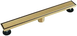 Neodrain 24-Inch Gold Linear Shower Drain, 2-in-1 Flat & Tile Insert Cover, Stainless Steel Linear Drain, Brushed Brass Rectangle Shower Floor Drain with Hair Strainer, Watermark&CUPC Certified
