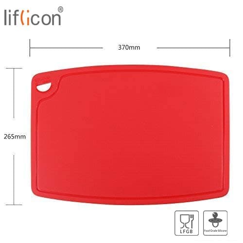 Liflicon Extra Large Thick Silicone Cutting Board 14.6'' x 10.43'' BPA Free and FDA Approved Chopping Board Flexible Cutting Mats Dishwasher Safe-Red
