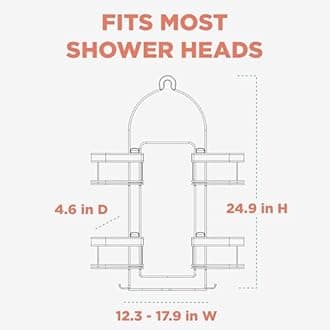 Zenna Home Expanding Shower Caddy, Rust-Resistant, Chrome with Brushed Accents