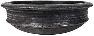 Village Decor Earthen Clay Cooking Pot/Meen Kulambu Chatti (Black) - 3L