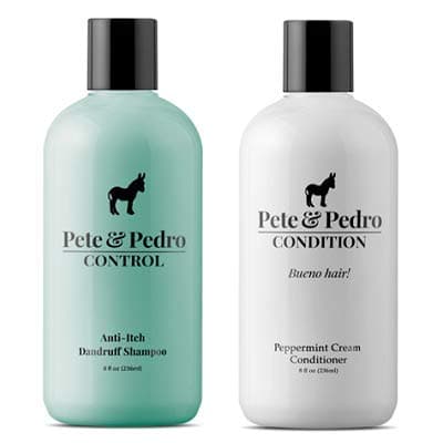 Pete and Pedro Control and Conditon Combo | Extra-Strength Dandruff & Anti-Itch Medicated Coal Tar Peppermint Shampoo Plus Restorative Peppermint Conditioner {Featured on Shark Tank}