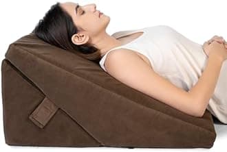 FOVERA Wedge Pillow for Back Support, Adjustable Memory Foam Bed Wedge Pillow for Sleeping, Acid Reflux, GERD, Snoring, Pregnancy, Post-Surgical Recovery (Velvet Brown, XL - 24x24x12 Inch)